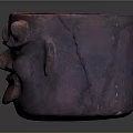 Red Brown Clay Sculpture With Facial Carving And Vessel Shape Design