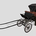 Elegant Vintage Horse Carriage with Black Canopy Brown Seats and Spoked Wheels