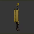 Industrial Yellow Electrical Control Box With Number 095 Three Meters and Rusty Connecting Pipes