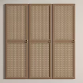 Three Panel Flush Doors With Brown Frame And Grid Pattern Sleek Modern Design 3d model