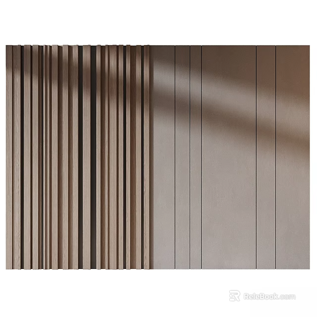Modern Wall Decor Featuring Vertical Striped Textured Panels In Neutral Tones Design 3d model 