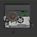 Silver Espresso Coffee Machine With Knobs Pressure Gauge Green Cups And Metal Mug 3d model