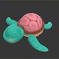 Cute Cartoon Reptile Turtle With Pink Shell Blue Body And 3D Rendered Design
