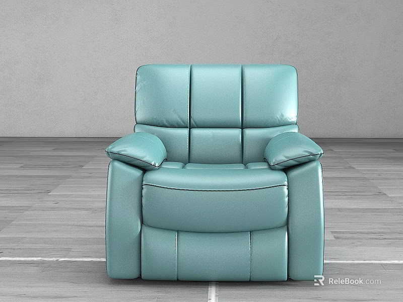 Light Blue Leather Massage Chair With Modern Design And Comfortable Armrests 3d model 