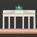 Brandenburg Gate Model With White Columns Green Statues And Layered Base 3d model