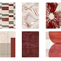 Modern Square Rugs Featuring Abstract Geometric Wave And Circular Patterns In Warm Tones 3d model
