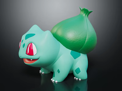 Cute Bulbasaur Character Figure With Light Green Body Red Eyes And Green Back Bulb 3d model
