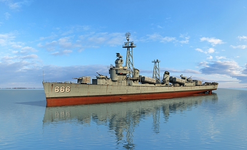 modern warship destroyer 3d model