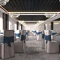 Spacious Commercial Kitchen Interior Design With Stainless Steel Countertops White Tile Walls And Cabinets