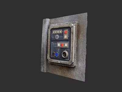 Commercial Complex Industrial Control Panel With Metal Plate Buttons And Indicators 3d model