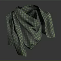 Stylish Green And Gray Checkered Scarf Draped Over Mannequin Shoulder On Dark Background