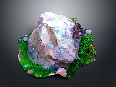 Colorful Natural Stone Decor With Green Moss And Small Rocks Organic Texture 3d model