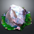 Colorful Natural Stone Decor With Green Moss And Small Rocks Organic Texture