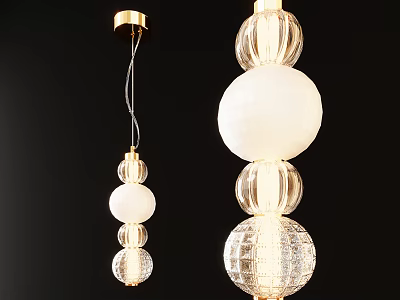 Elegant Pendant Chandeliers with Multi Layered Spherical Glass and Gold Metal Design 3d model