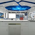 Modern Laboratory Interior With Lab Tables Stools And Starry Sky Ceiling 3d model