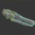 Detailed Sci Fi Spaceship 3D Model Featuring Silver Body Orange Blue Accents And Streamlined Shape 3d model