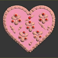 Heart Shaped Pink Cake With Smooth Frosting Flower Decorations And Cherries
