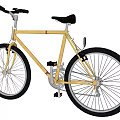 Yellow Bicycle with Black Seat Handlebars and Tires Simple Design for Casual Riding