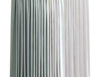 Light Green And White Pleated Curtains With Satin Texture For Modern Home Decor 3d model