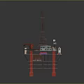 Offshore Drilling Platform With Tall Rig Crane And Industrial Equipment Structure