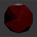 Red And White Polyhedron Object With Perforated Surface And Geometric Design 3d model