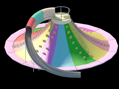 Colorful Outdoor Playground Equipment With Slide And Climbing Areas For Kids 3d model