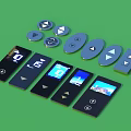 Various Shaped And Designed Remote Controls With Buttons Screens Showing Numbers Icons On Green Background
