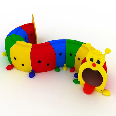 Colorful Caterpillar Shaped Doll With Multiple Colored Segments Smiling Face And Colored Feet 3d model