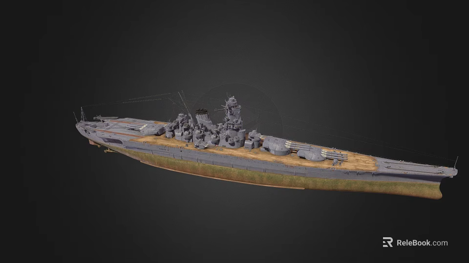 Wooden Warship Model With Detailed Deck Turrets And Historical Design Structure 3d model 