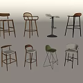 Modern Bar Stools with Various Designs and Materials for Home Kitchen Use 3d model