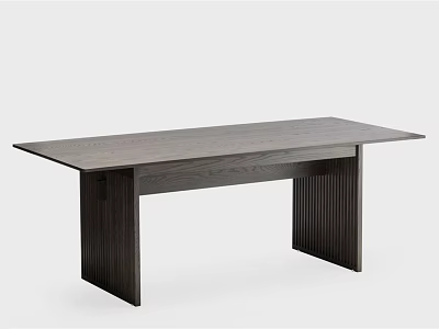Modern Wooden Dining Table With Rectangular Top And Fluted Legs Minimalist Design 3d model