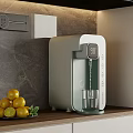 Modern Water Dispenser With Fresh Lemons On Kitchen Countertop in Modern Kitchen Setting