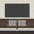 Modern Wooden TV Stand With Drawers Grid Doors And Metal Legs Holding TV