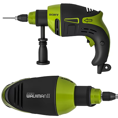 Industrial Walkman II Electric Drill Green Black Design With Ergonomic Handle 3d model