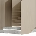 Modern Staircase Design With Wooden Steps And Sleek Metal Handrail Structure