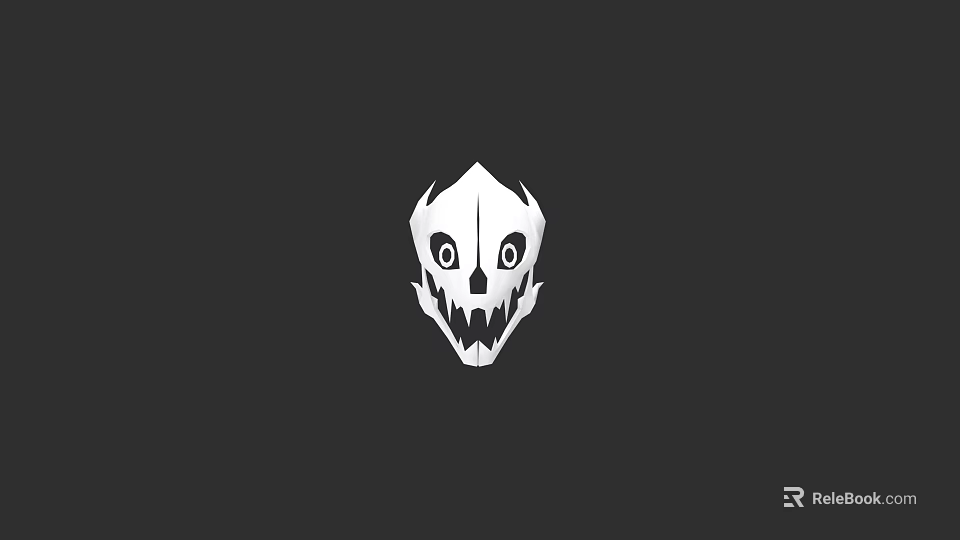 White Skull Icon Design With Sharp Teeth And Spooky Eyes On Black Background 3d model 