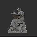 Cultural Art Gallery Displaying Classical Seated Sculpture With Scroll And Robes