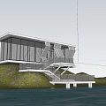 Modern Vacation Home Architecture Surrounded by Trees With Glass Facade Floating Over Water Reflection