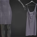 Gray Fitted Spaghetti Strap Dress On Mannequin With Hanging Garment