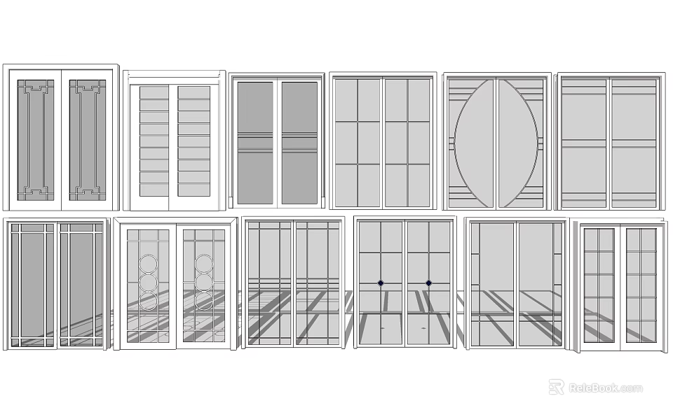Modern Sliding Doors With Various Design Styles For Home Interior Decoration 3d model