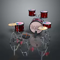 Complete Drum Set With Drums Cymbals Stool And Metal Stands Equipment