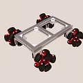 Metal Frame Mobile Stand With Black Wheels And Red Accents