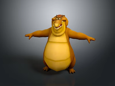 Cartoon Crocodile Game Movie Character with Chubby Yellow Brown Body Open Arms Big Smile 3d model