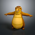Cartoon Crocodile Game Movie Character with Chubby Yellow Brown Body Open Arms Big Smile