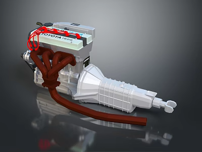 Toyota Automotive Mechanical Component With Red Cables White Body Connector Design 3d model