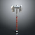 Decorative Double Bladed Metal Axe With Red Handle And Crystal Base