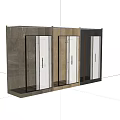 Modern Black Frame Shower Enclosure With Rainfall Shower Head And Gray Tiles