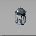 Octagonal Pavilion With Blue Textured Dome White Columns And Decorative Base 3d model