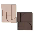 Modern Geometric Wall Decor with Light Pink Dark Brown Panels and Gold Frames 3d model