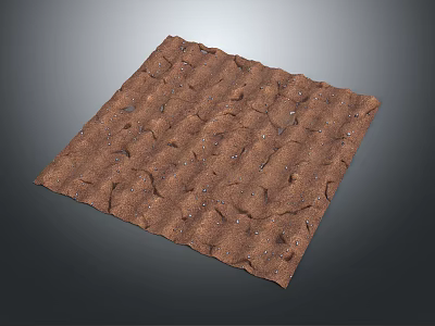 Brown Square Mat With Wavy Texture And Small Embedded Specks On Surface 3d model